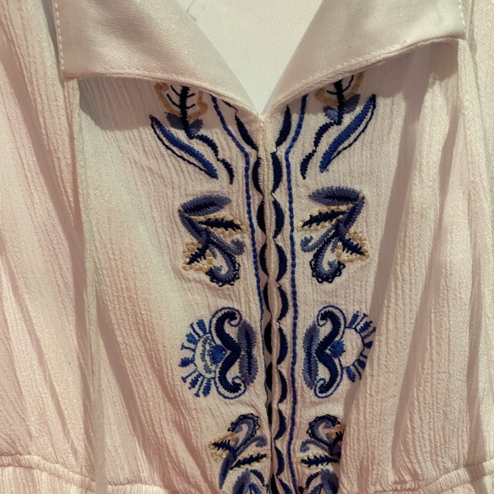 White and blue romper size medium